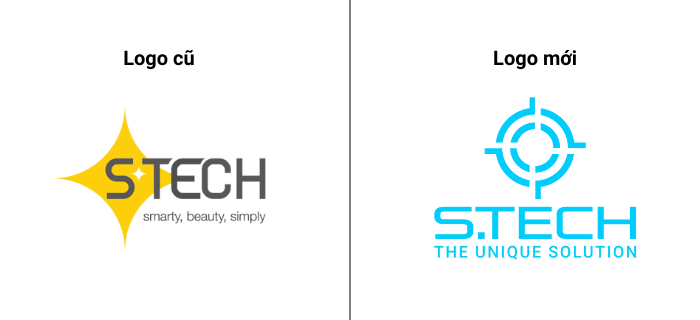 Logo nhận diện thương hiệu cũ và mới của S-TECH